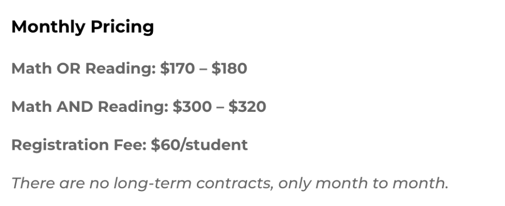 How much does Gideon math and reading cost?
