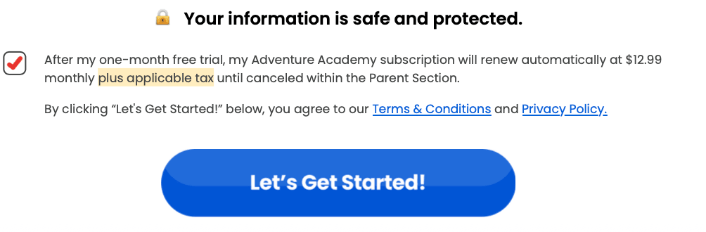 Adventure Academy cost per month