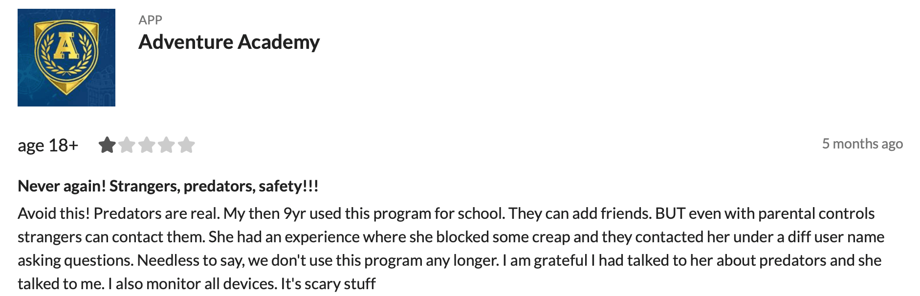 Adventure Academy reviews, complaints & positive feedback