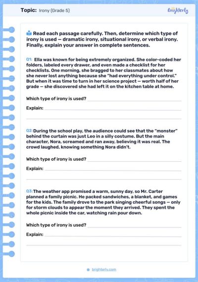 Irony Worksheet