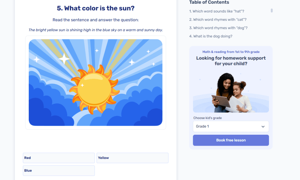 Emergent stage of reading