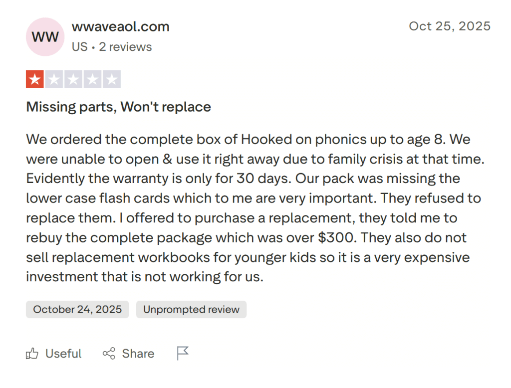 Reasons to cancel Hooked on Phonics subscription