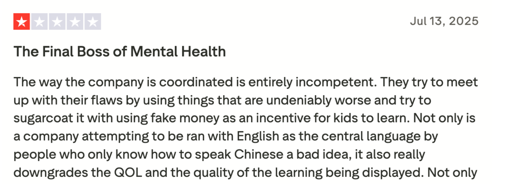 What parents and students find uncomfortable about Think Academy