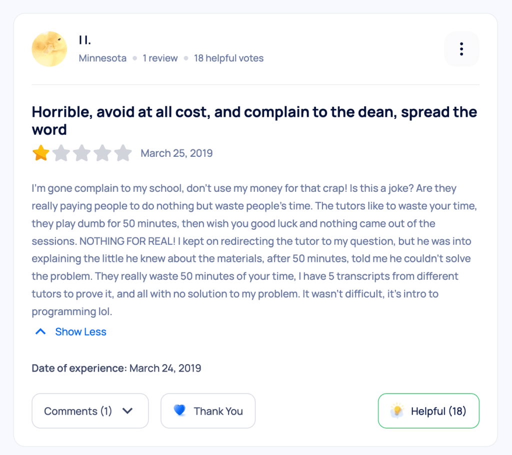 Tutor com reviews complaints