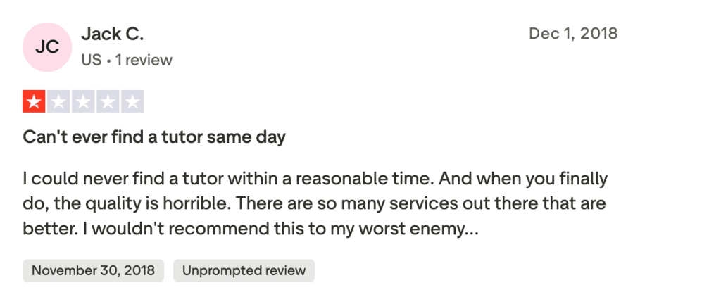 Tutor com reviews complaints