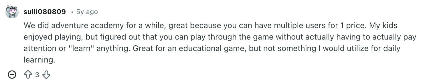 Common complaints about Adventure Academy: