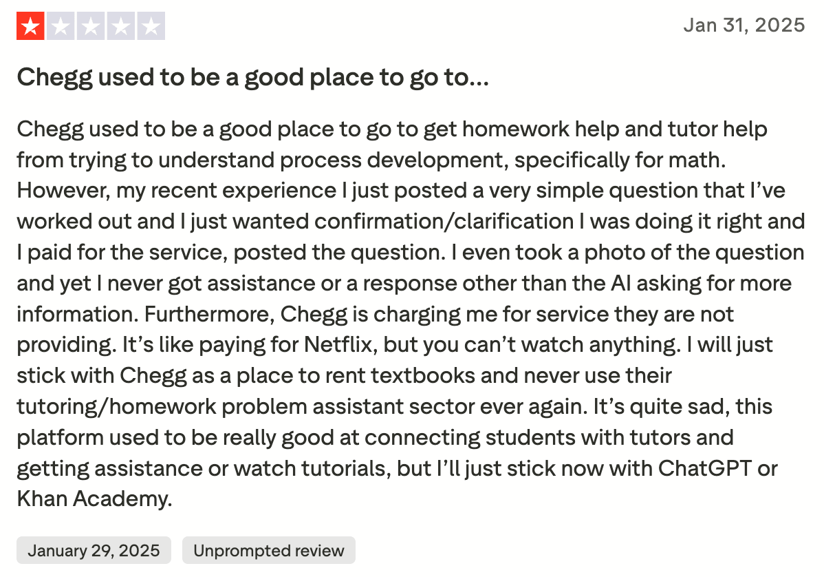 Chegg Review: Learning Effectiveness