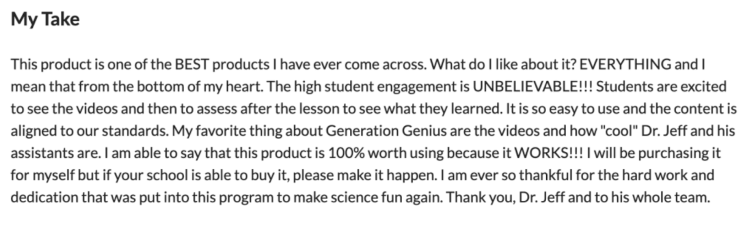How Does Generation Genius Work? User Experience