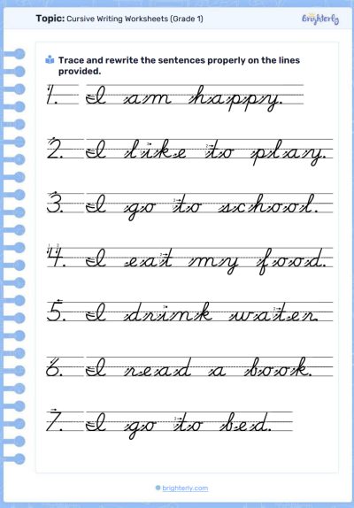 Printable Cursive Writing Worksheets PDF for Kids PDF
