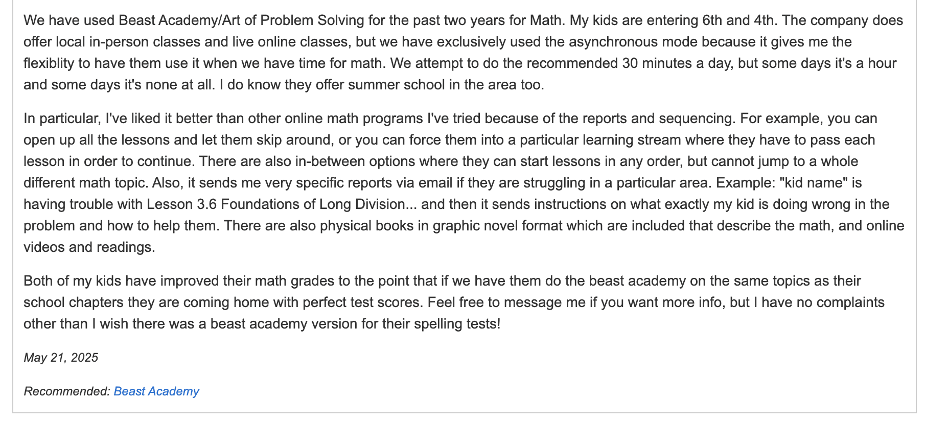 What are the pros and cons of Beast Academy?