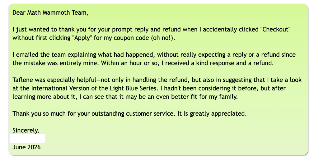 Is Math Mammoth’s Customer Support Good?