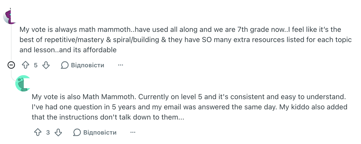 What Users Like About Math Mammoth