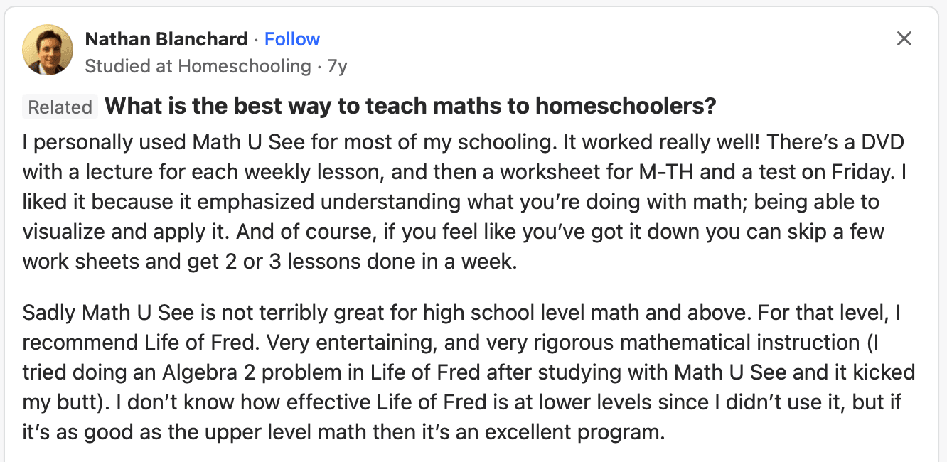 What users love about Math U See