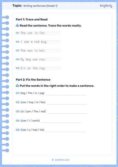 Sentence Writing Worksheets PDF