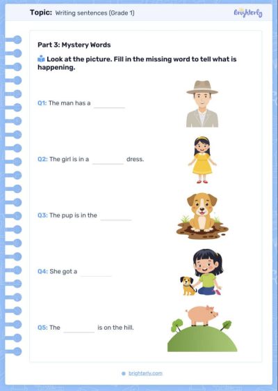 Sentence Writing Worksheets