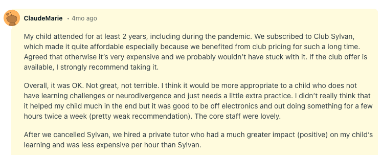 Sylvan learning reviews