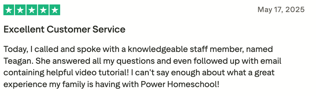 Power Homeschool Customer Support 