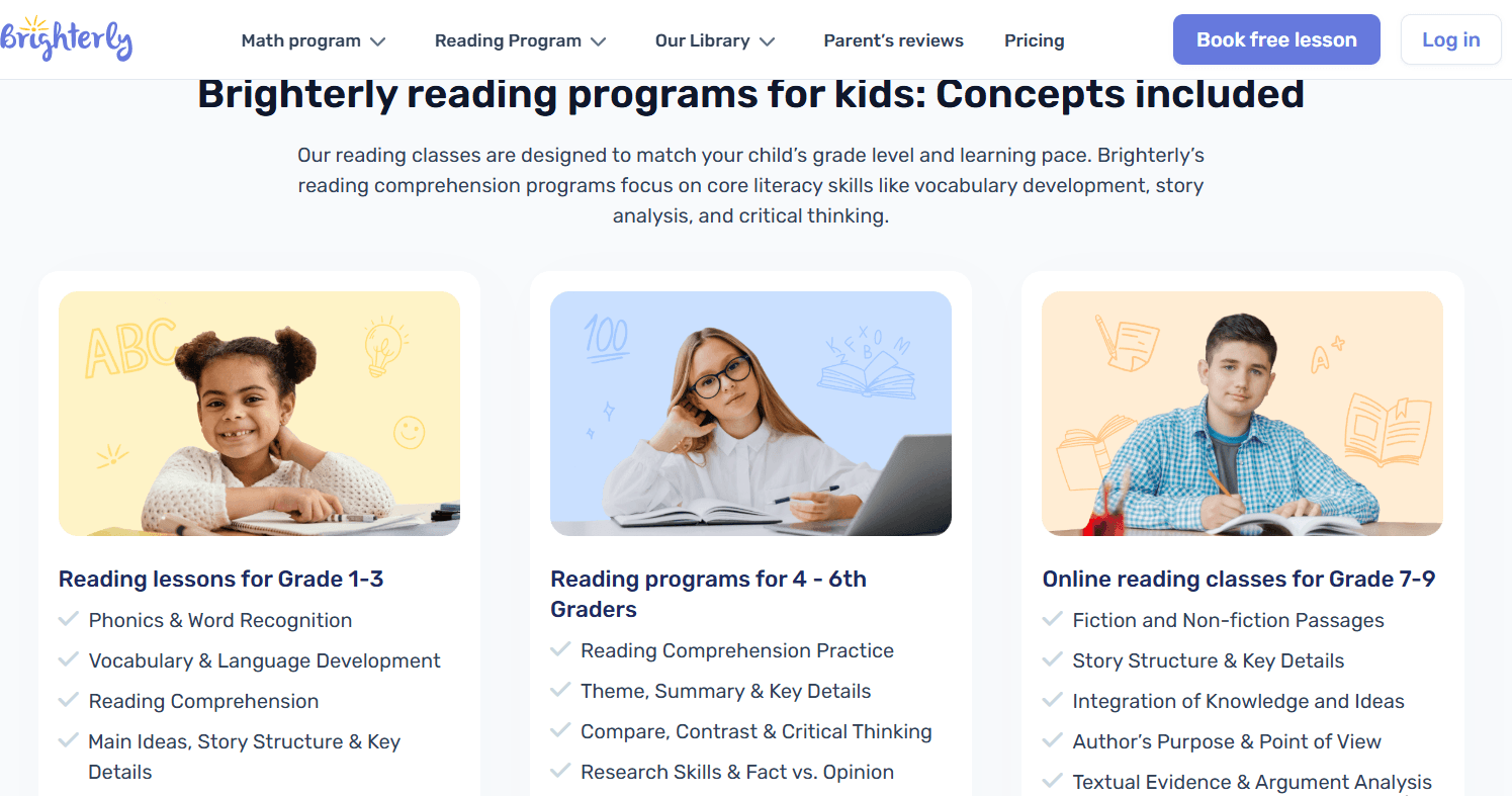 How Brighterly supports reading and writing learners