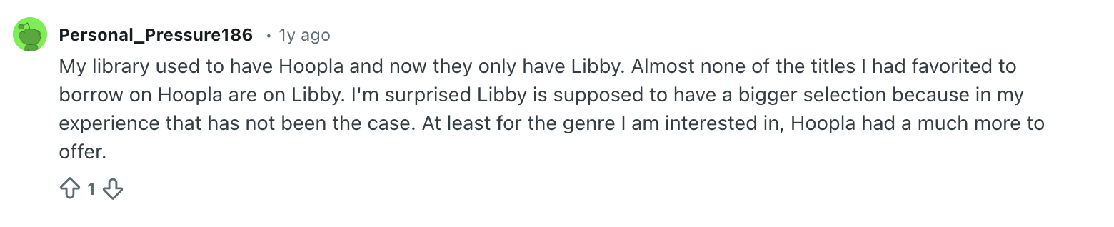 Hoopla reviews on Reddit