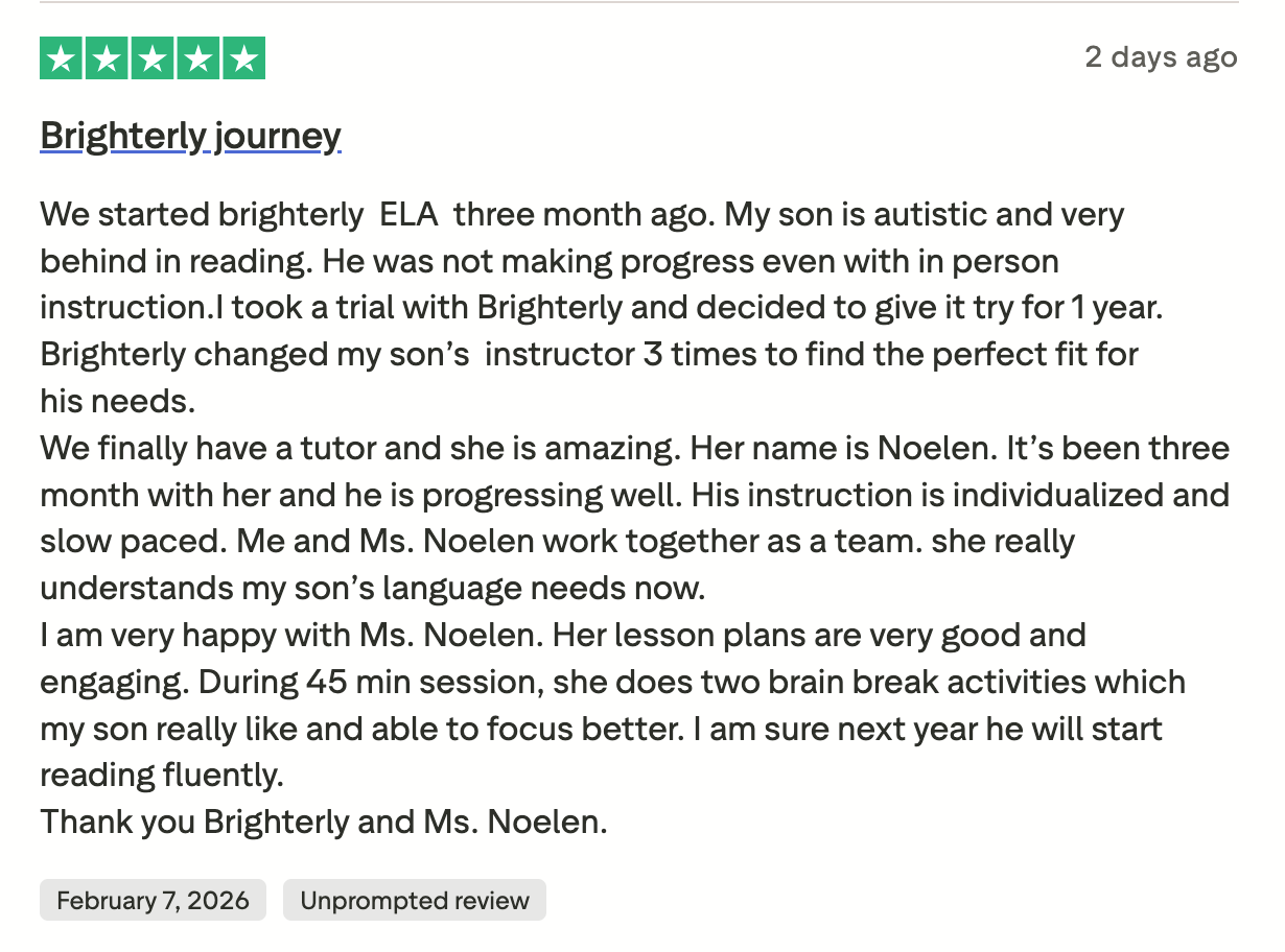 Brighterly as personalized reading support