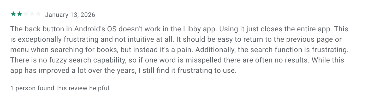 Libby Reviews: Complaints