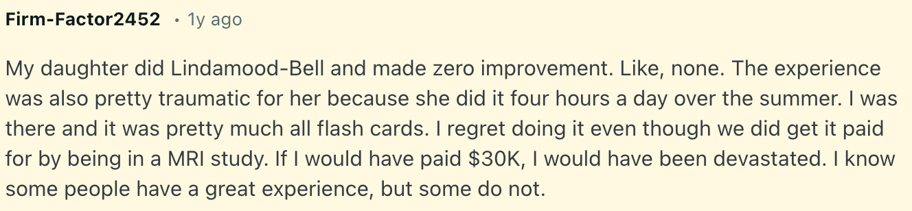 Common complaints about Lindamood Bell