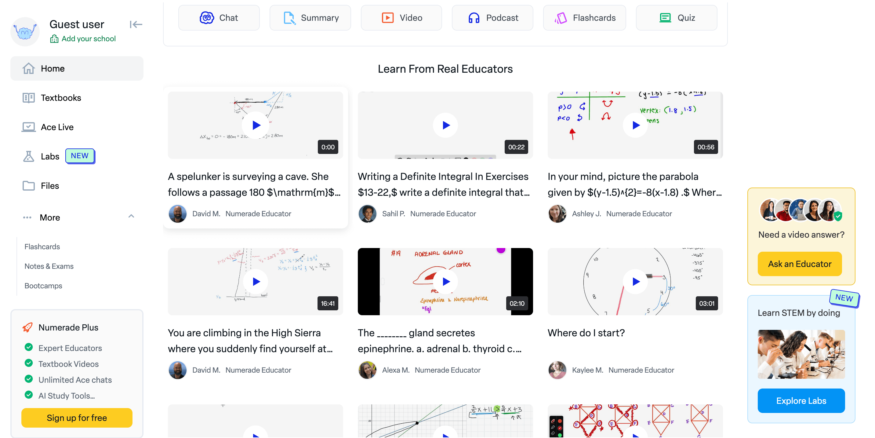 Chegg free alternative #10: Numerade