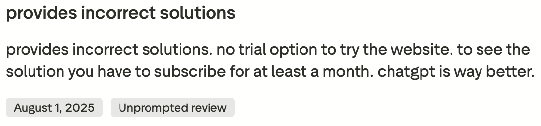 Reasons to choose alternatives to Chegg