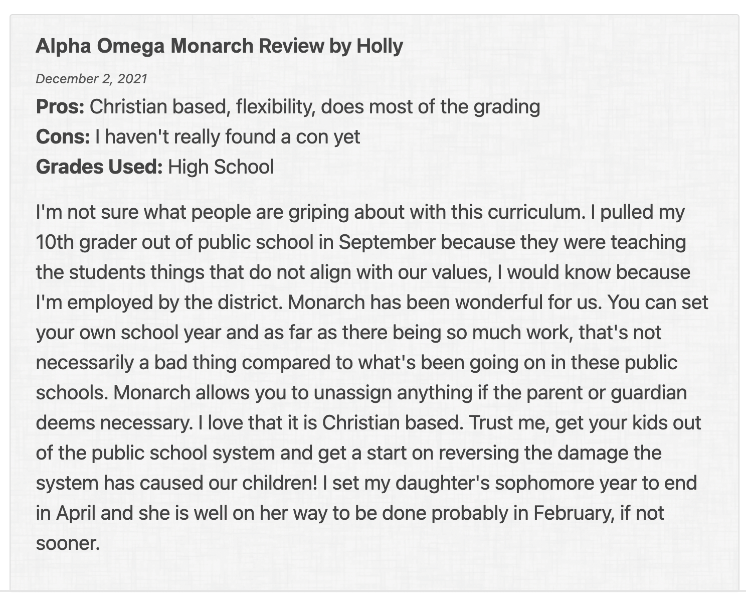 What are the pros and cons of Monarch Homeschool?
