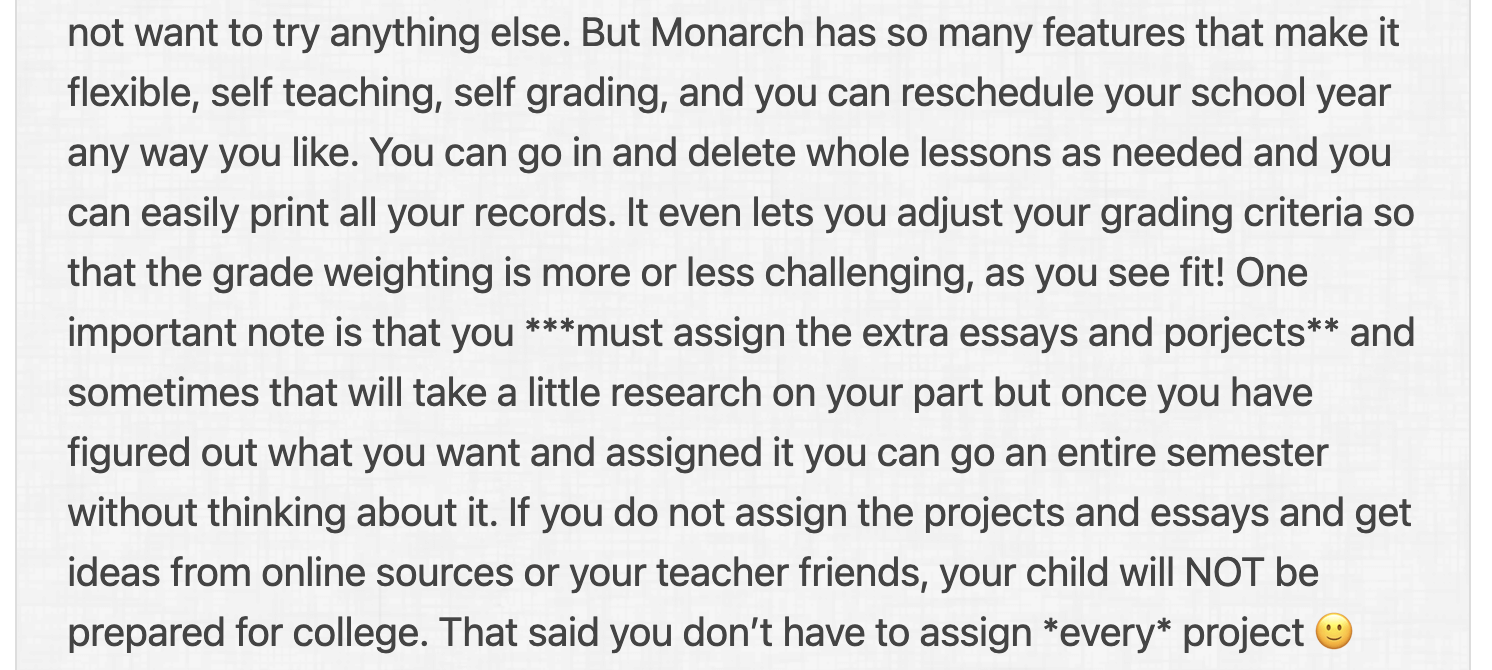 What are the pros and cons of Monarch Homeschool?