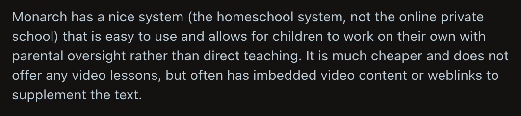Monarch Curriculum reviews: what subjects do students learn?  