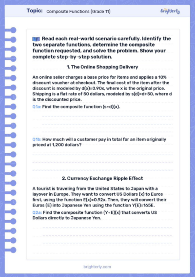 Composite Functions Worksheets