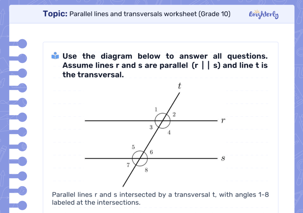 Free Parallel Lines and Transversals Worksheet PDFs (10th grade)