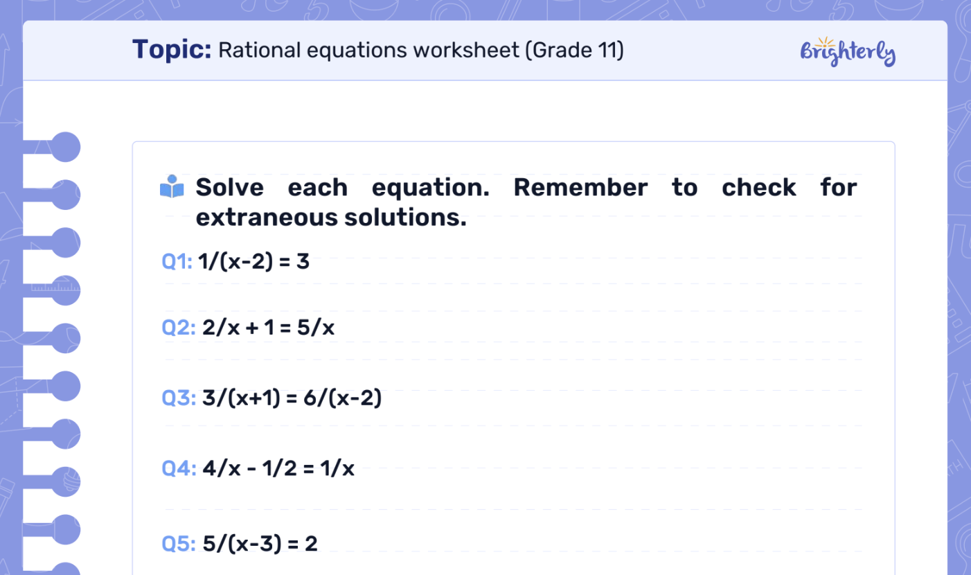 Download Rational Equations Worksheet PDFs