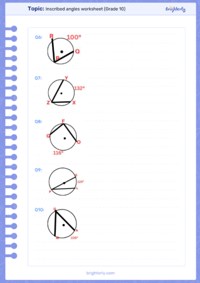 Inscribed Angles Worksheets