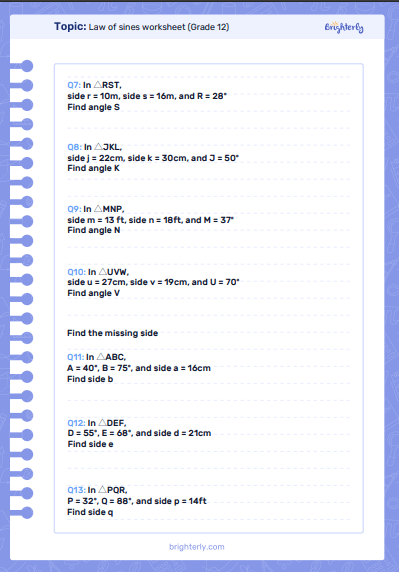 Law of Sines Worksheets 2
