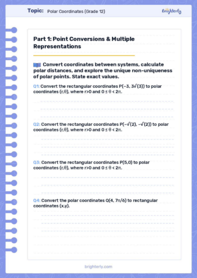 Polar Coordinates Worksheets