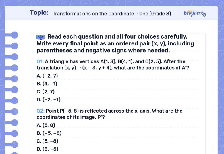 Download Transformations Worksheet PDFs