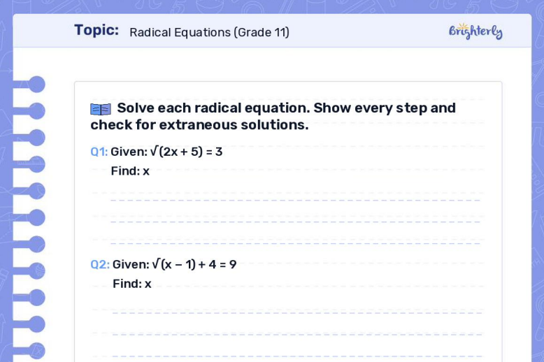Download Radical Equations Worksheet PDFs