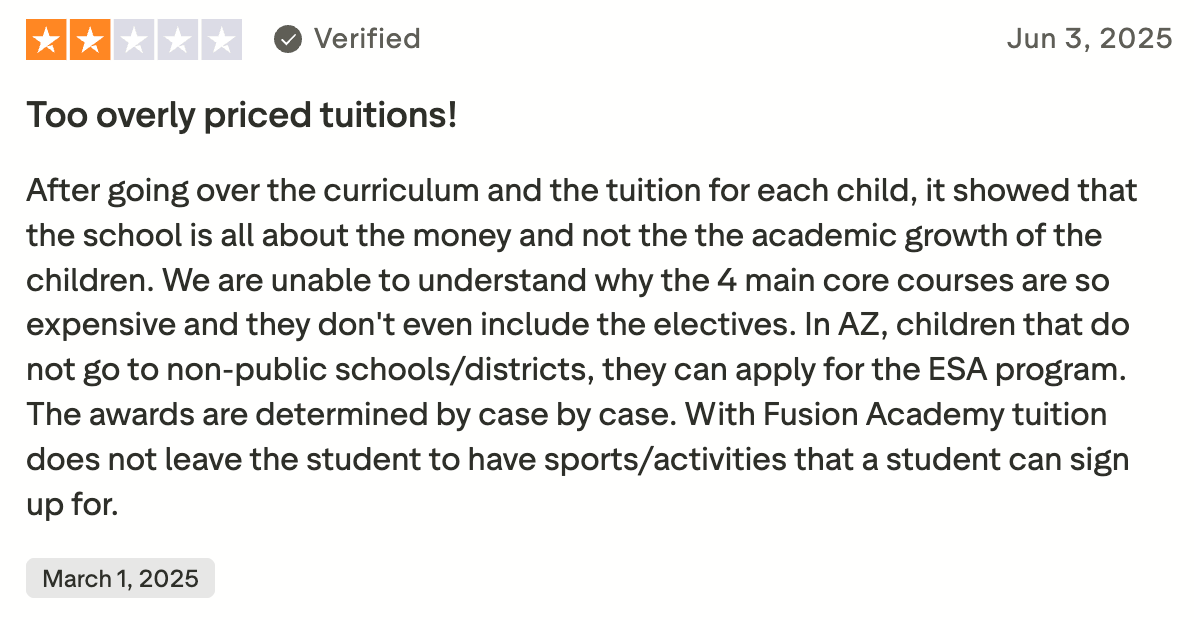 Fusion Academy Reviews Complaints