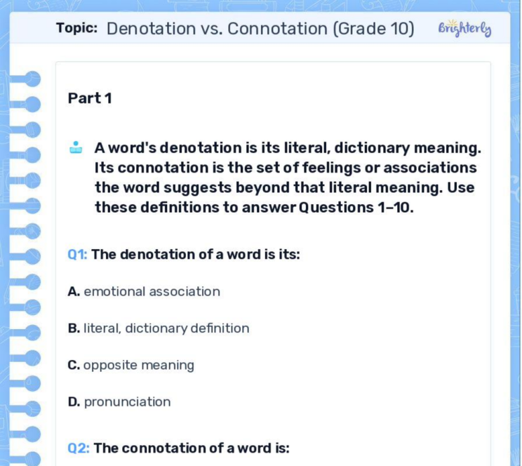 Free Connotation and Denotation Worksheets PDF