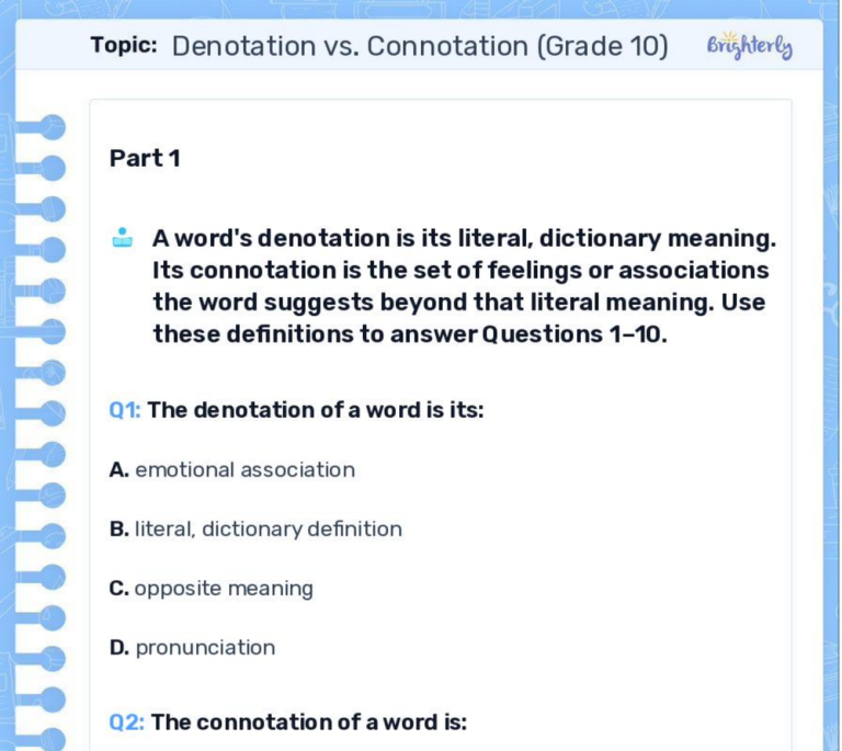 Free Connotation and Denotation Worksheets PDF