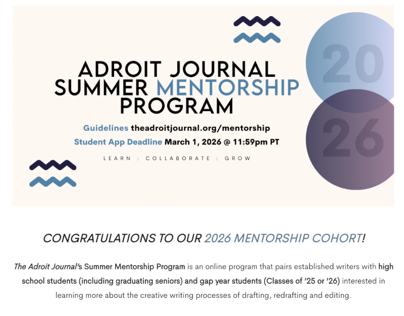 Adroit Journal Summer Mentorship Program
