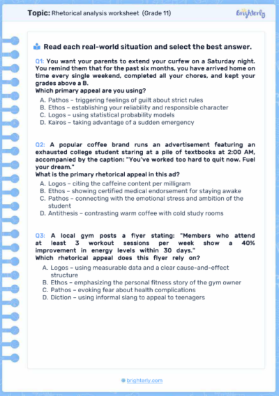 Rhetorical Analysis Worksheets