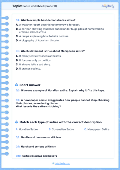 Satire Worksheets