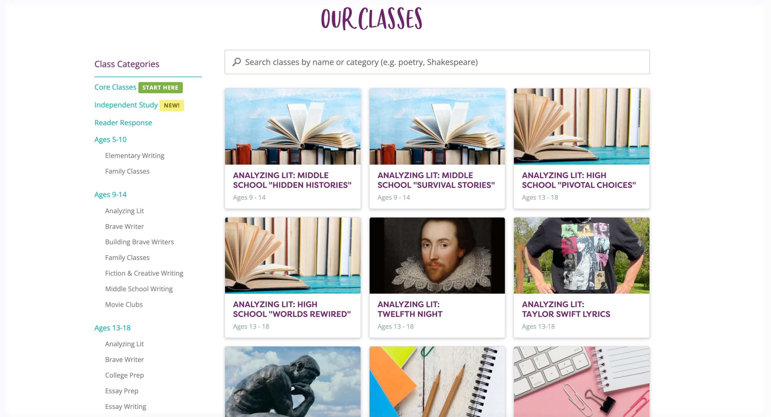 Brave Writer Online Classes