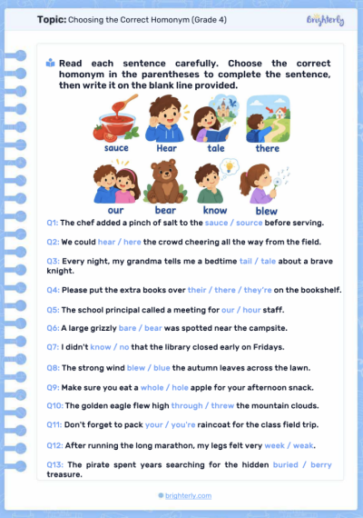 Choosing the correct homonym (Grade 4)