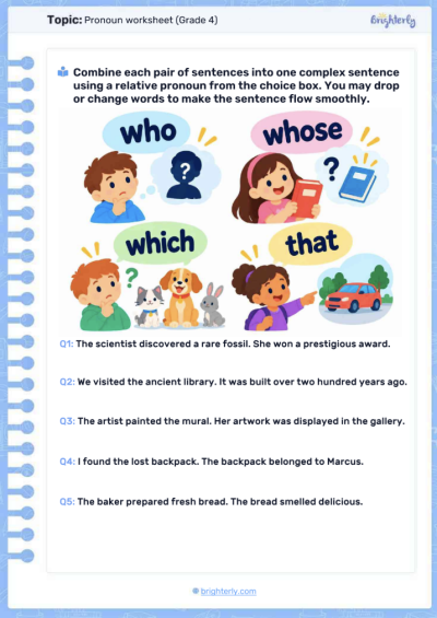 Image -Pronoun Worksheet (Grade 4)