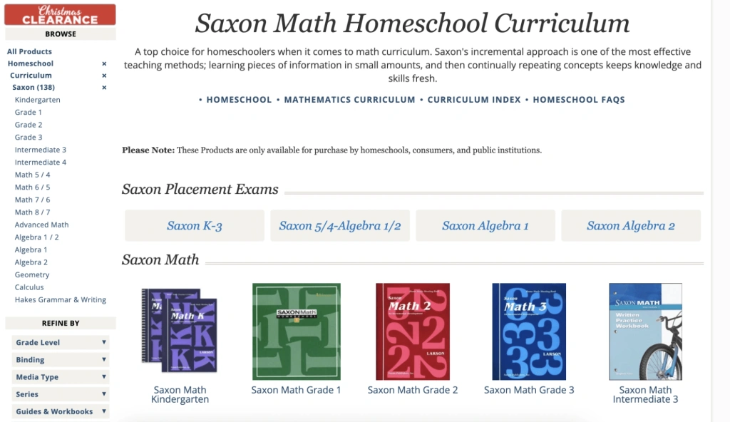 Saxon Math homeschool curriculum