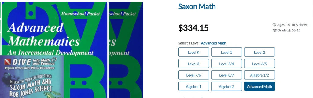 Saxon Math: Pricing